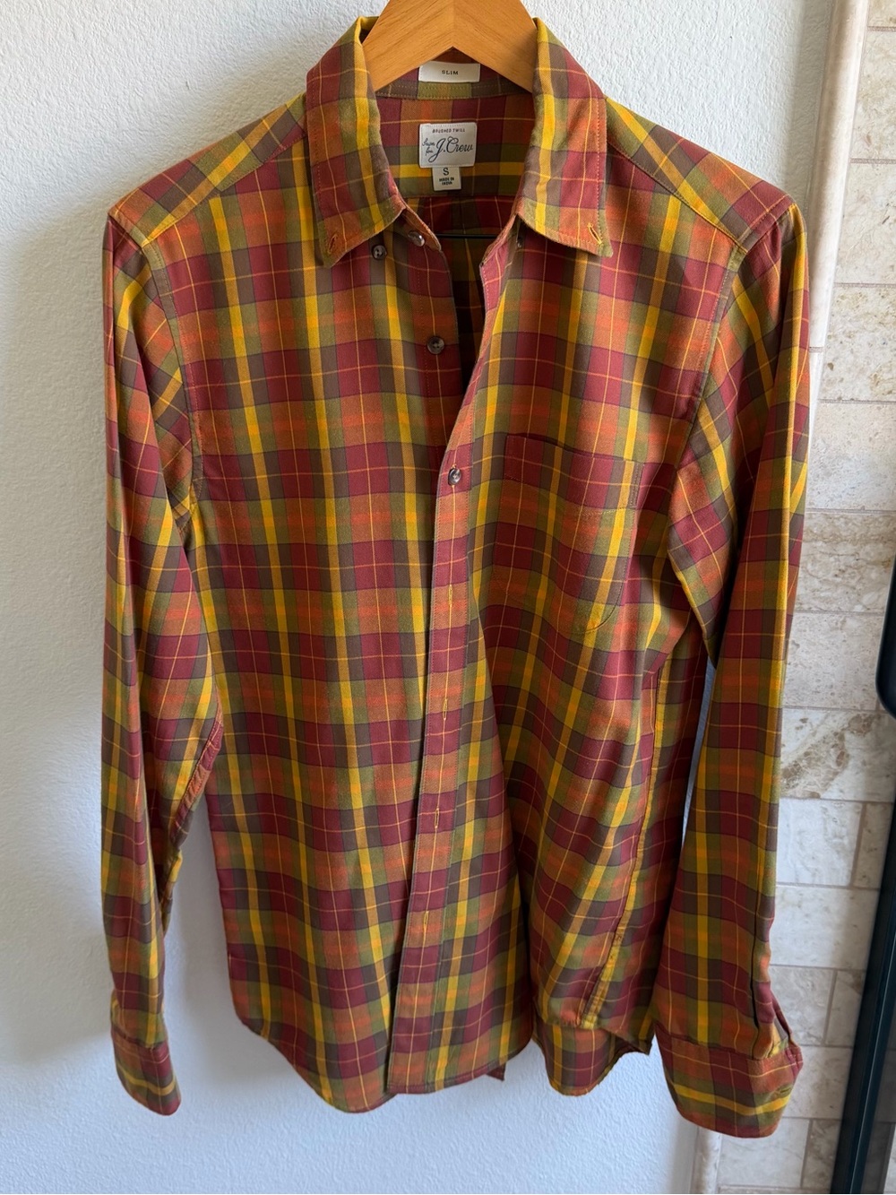 J Crew Fall Men’s brushed twill flannel shirt - size small